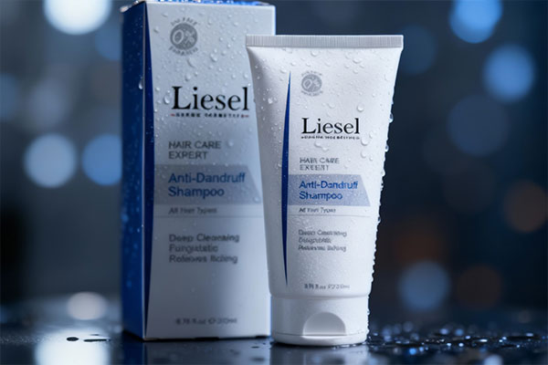 نمای نزدیک شامپو ضد پوسته لایسل با قطرات آب