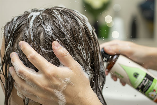 شستشوی مو با شامپو گیاهی هربامیکس شون