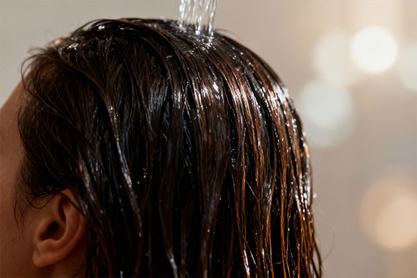 شستشوی مو با شامپو آرگان لایسل موی خشک