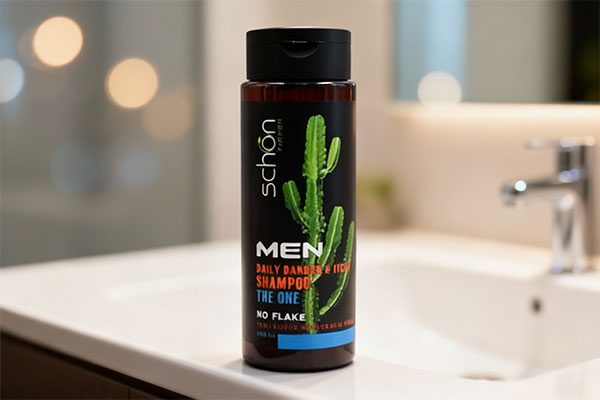 شامپو ضد شوره مردانه د وان شون روی پیشخوان حمام