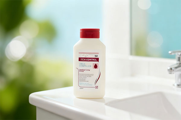 شامپو ضد خارش پوست سر خشک اگزوفارما مای روی پیشخوان حمام