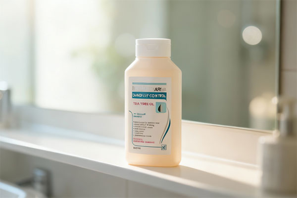 شامپو ضد شوره نووفارما مای روی قفسه حمام