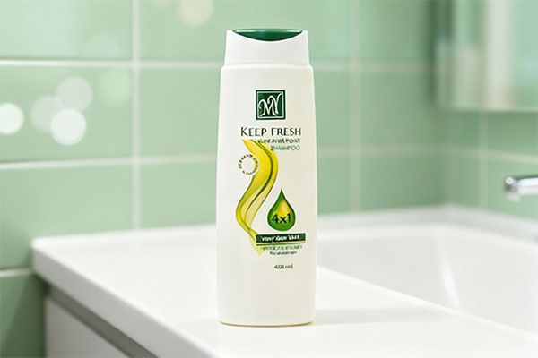 شامپو موهای چرب کیپ فرش مای روی پیشخوان سفید