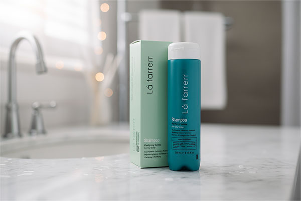 شامپو موهای چرب ماینوکسی لافارر روی پیشخوان حمام