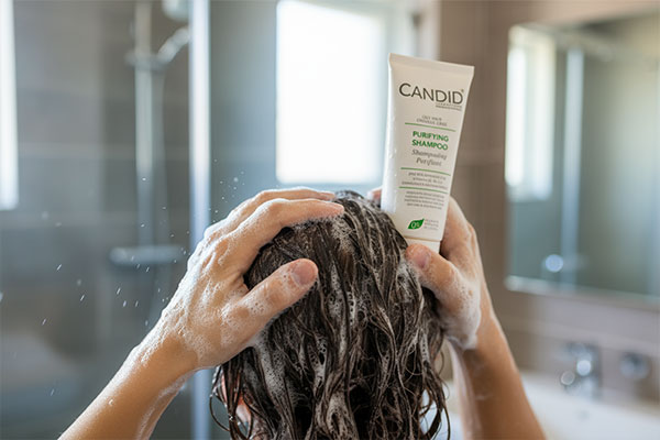 شستشوی مو با شامپو ویتامینه موهای چرب کاندید