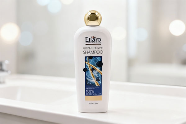 شامپو موهای نرمال اولترا نوریش الارو روی میز حمام