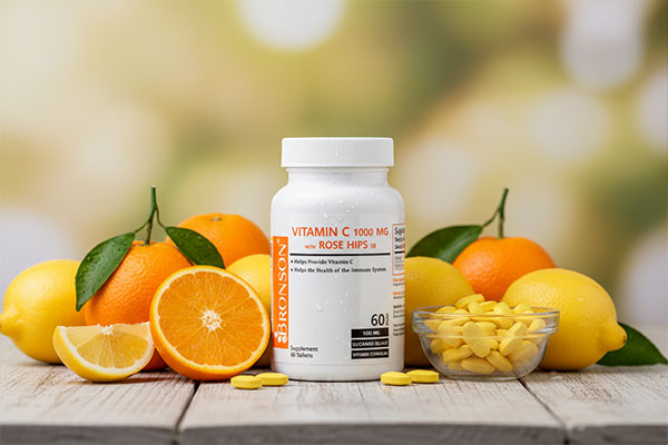قرص ویتامین سی 1000 رزهیپس برونسون با مرکبات تازه