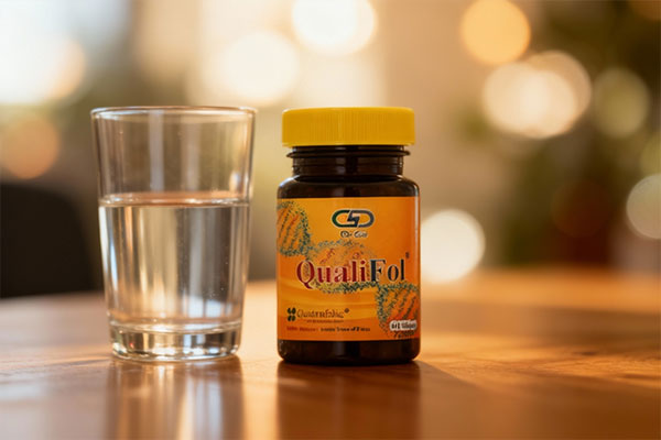 قرص کوالی فول کنار لیوان آب