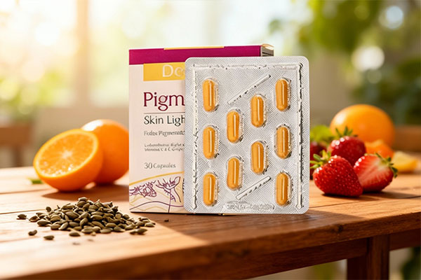 کپسول پیگمنتا درمکس همراه با مواد طبیعی مانند دانه انگور و میوه