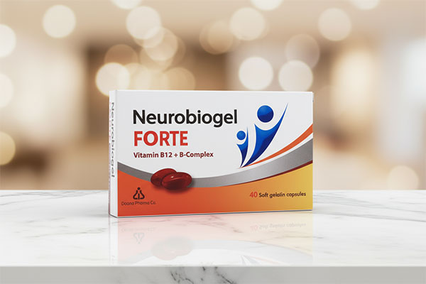 کپسول نوروبیوژل فورت دانا روی سطح سفید