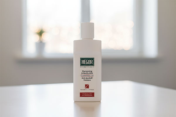 شامپو ضد شوره کلیمبازول 150 هگور روی پیشخوان حمام