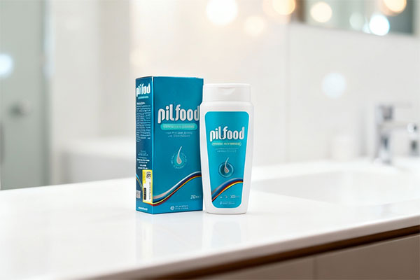 شامپو پی اچ 6 کف سر چرب پیلفود روی پیشخوان حمام