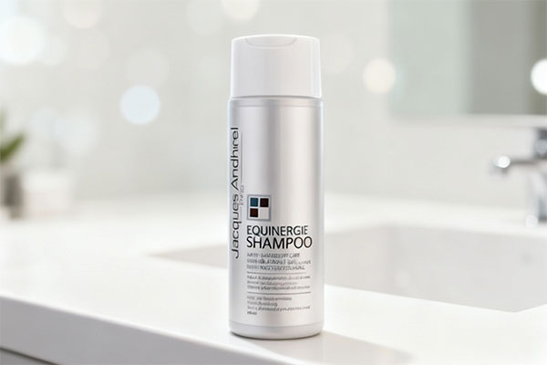 شامپو ضد شوره موهای خشک ژاک آندرل روی میز حمام