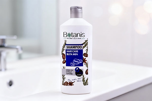 شامپو آقایان بوتامن بوتانیس روی پیشخوان حمام