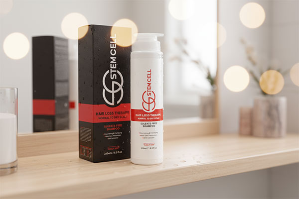 شامپو تقویت کننده استم سل روی قفسه حمام