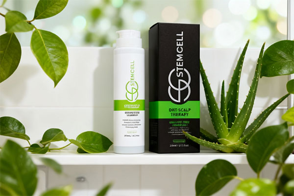 شامپو موهای چرب استم سل روی قفسه حمام