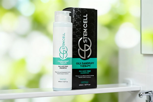 شامپو ضد شوره چرب استم سل روی قفسه حمام