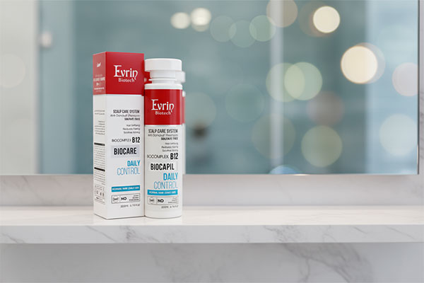 شامپو ضد شوره بایوکاپیل اورین روی قفسه حمام