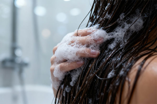 ماساژ موها با شامپو تقویت کننده اورین برای موهای چرب