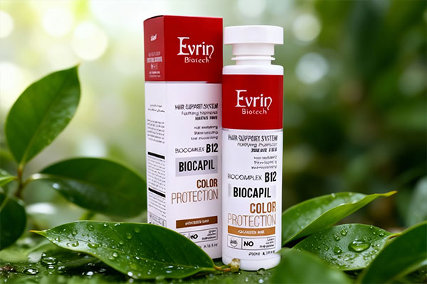 شامپو تقویت کننده موهای رنگ شده بایوکاپیل اورین روی پیشخوان حمام