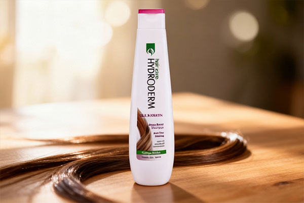 شامپو کراتین هیدرودرم کنار موهای براق و ابریشمی