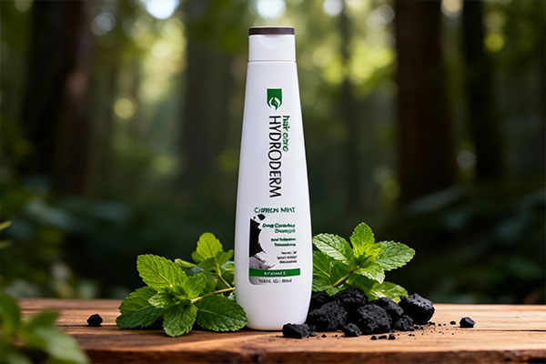 شامپو زغال و نعناع هیدرودرم با برگ نعناع و زغال