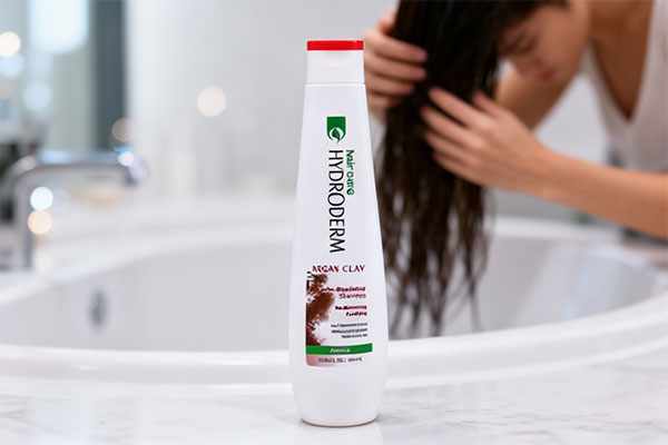 استفاده از شامپو موهای چرب خاک رس هیدرودرم در حمام