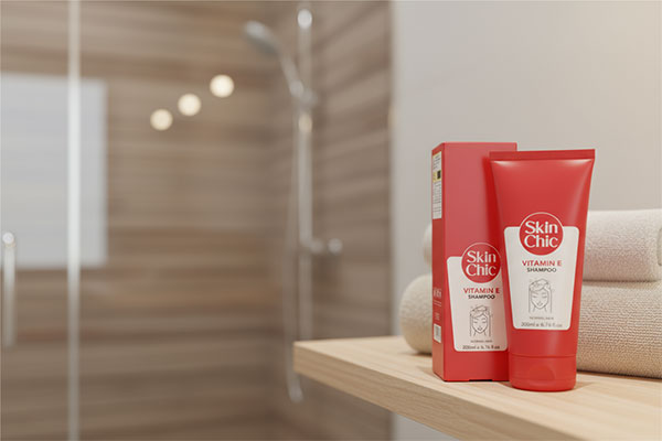 شامپو ویتامین ای اسکین شیک در حمام