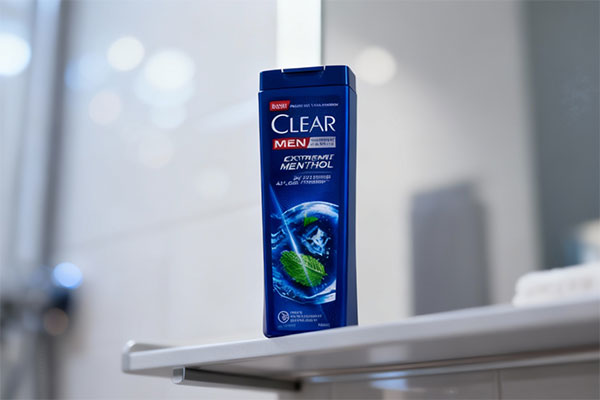 شامپو ضد شوره نعنایی آقایان کلیر روی قفسه حمام