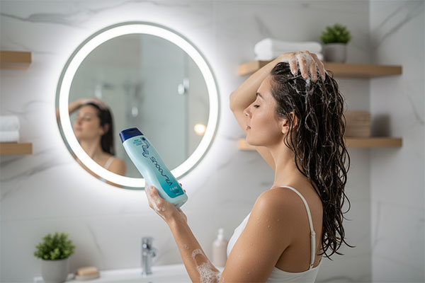 استفاده از شامپو موهای چرب و نازک ماگرو ویتروس در حمام