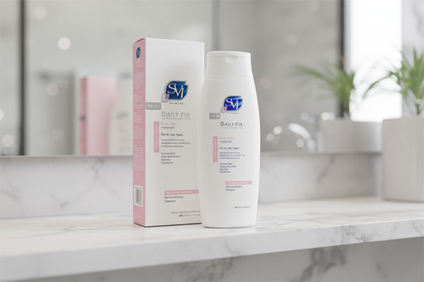 تصویر شامپو روزانه دیلی فیکس اس وی آی روی قفسه حمام