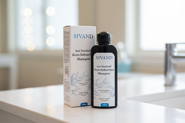 شامپو ضد شوره سیوند روی پیشخوان حمام