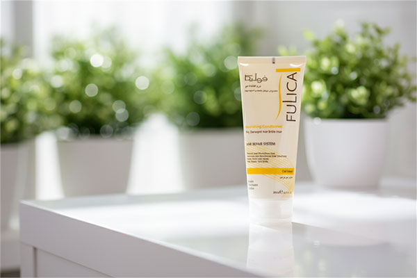 نرم کننده موهای خشک و آسیب دیده فولیکا روی پیشخوان حمام