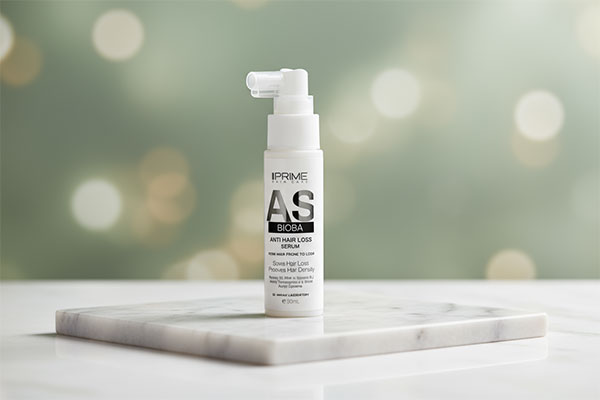 سرم تقویت کننده مو بیوبا پریم روی سطح مرمر سفید