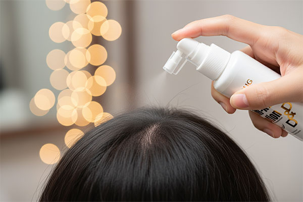 استفاده از لوسیون تقویت کننده مو Min XB دئودراگ روی پوست سر