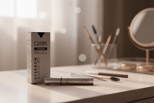 سرم تقویت ابرو سریتا روی میز آرایش