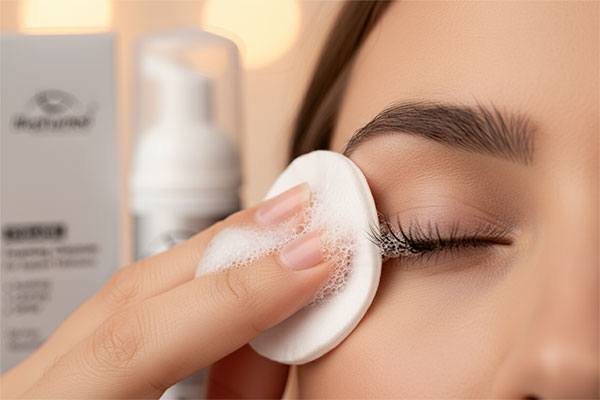 فوم شستشوی مژه اکستنشن بلفامد در حال استفاده