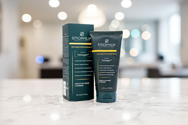 شامپو تقویت کننده موی خشک اموفیلیا روی سطح مرطوب