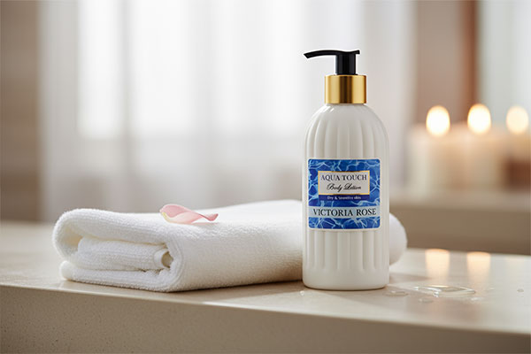 محیط آرامشبخش با لوسیون مرطوبکننده آکوا تاچ ویکتوریا رز برای مراقبت از پوست