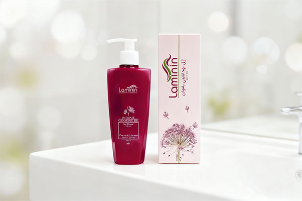 ژل بهداشتی بانوان لامینین روی پیشخوان حمام