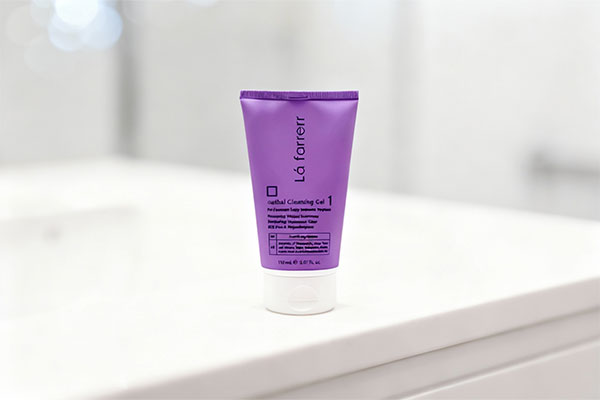 ژل شستشوی بهداشتی بانوان قبل از یائسگی لافارر روی پیشخوان سفید