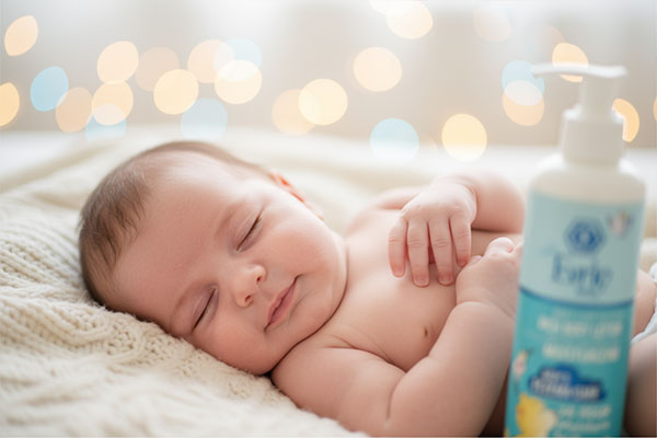 پوست نرم و لطیف کودک پس از استفاده از لوسیون بدن بچه اورین پوست خشک