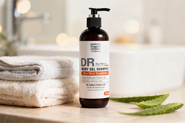 شامپو بدن پوست خشک ساین بادی ساین اسکین روی پیشخوان حمام