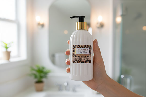 لوسیون بدن ویکتوریا رز تمپتیشن در دست برای پوست چرب