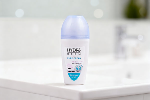 مام رول ضد تعریق بانوان پیور کلین هیدرودرم روی پیشخوان حمام