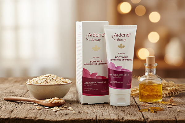 لوسیون بدن مرطوب کننده پوست خشک آردن کنار مواد طبیعی مراقبت از پوست