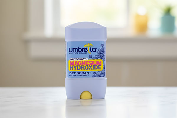 رول دئودورانت زنانه وایت و اسموت آمبرلا روی میز سفید