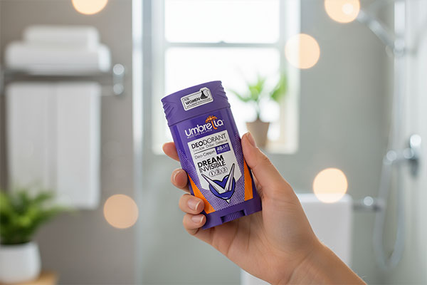 دئودرانت دریم آمبرلا در دست یک خانم