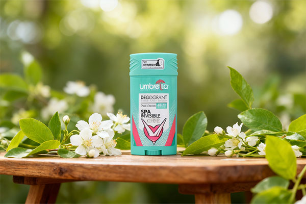 دئودورانت زنانه اسپا آمبرلا در کنار عناصر طبیعی