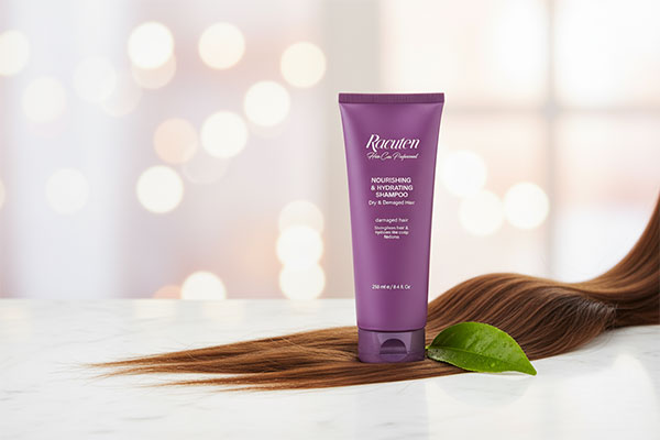 شامپو موهای خشک و آسیب دیده راکوتن روی پیشخوان حمام